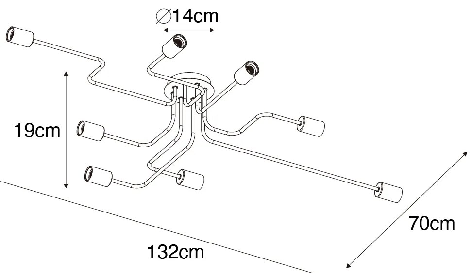 Plafoniera de design neagră 8 lumini - Facile