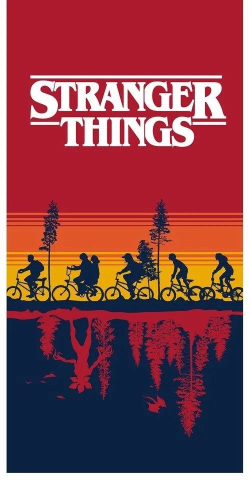Prosop pentru copii roșu din bumbac 70x140 cm Stranger Things – Jerry Fabrics