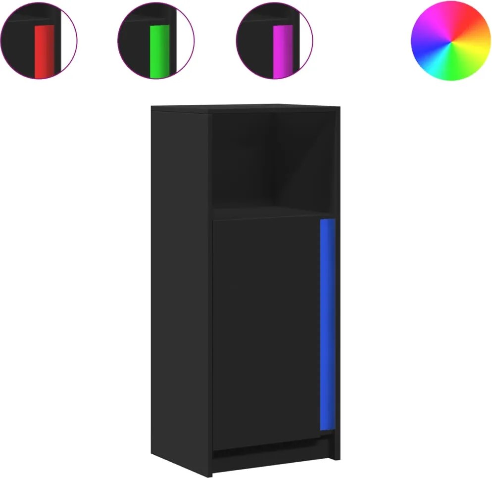 vidaXL Dulap cu LED, negru, 42,5x34x100 cm, lemn prelucrat