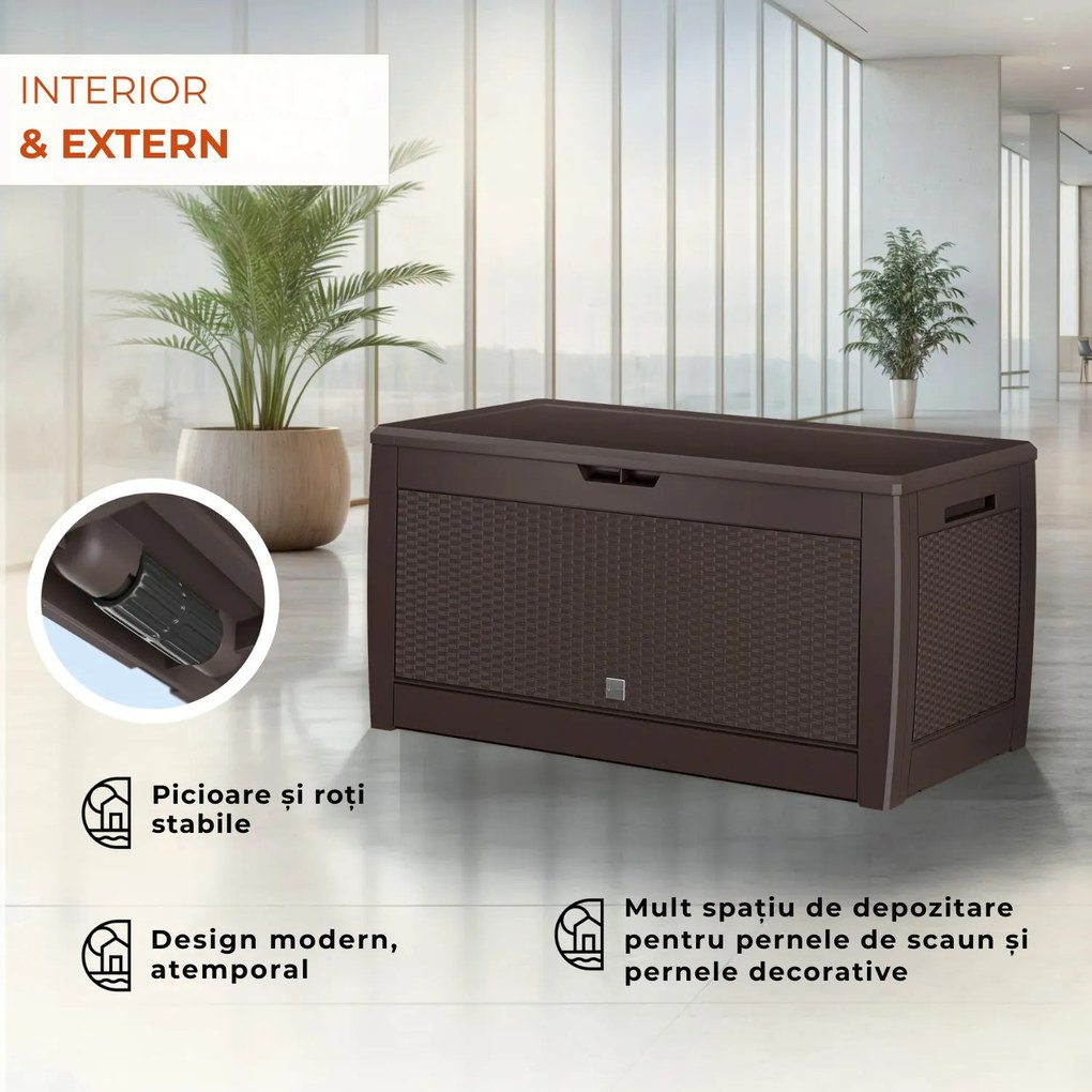 Cutie de depozitare RATO, 310L, 119x48x60cm, maro Prosperplast