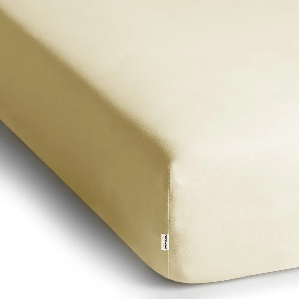 Cearceaf crem din jerseu cu elastic 140x200 cm Amber – Restilo