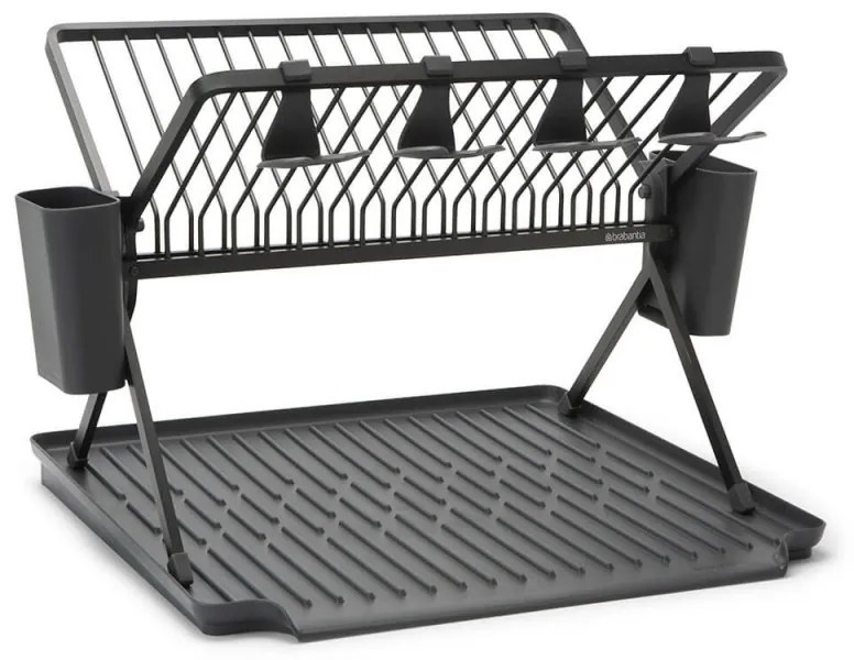 Uscator de vase pliabil Brabantia SinkSide 1004151, Suport pentru ustensile, Rezistent la coroziune, Gri inchis