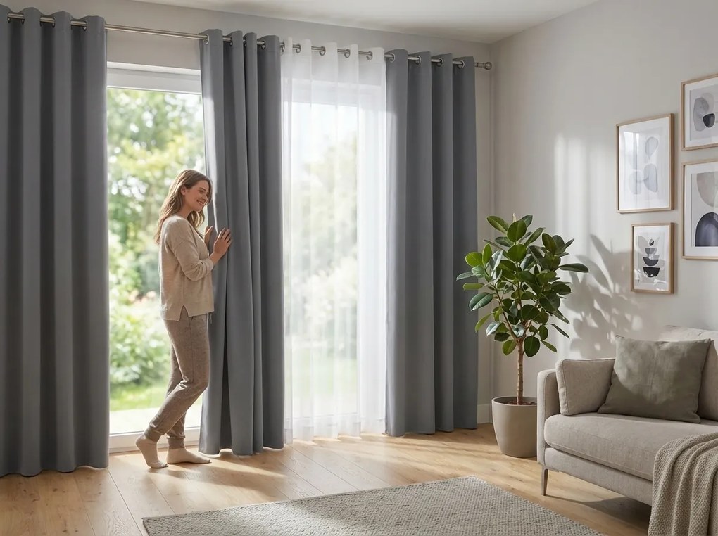 Draperie gri deschis OXFORD 140x250 cm Agatat: Inele metalice