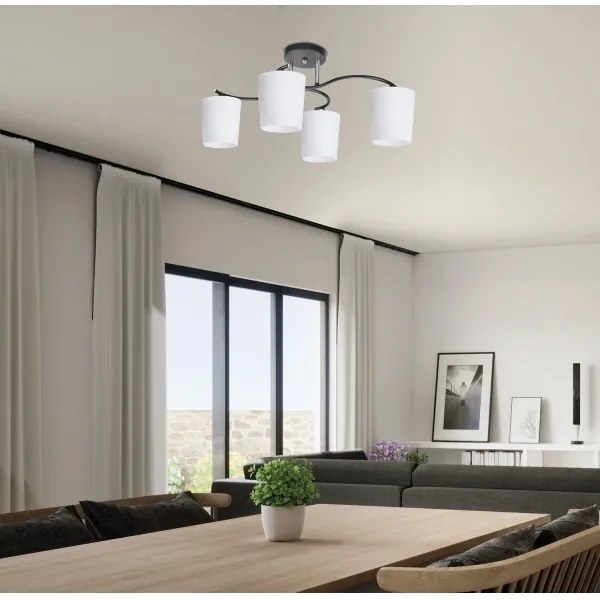 Lustră pe tijă ESNYR 4xE27/40W/230V negru/alb