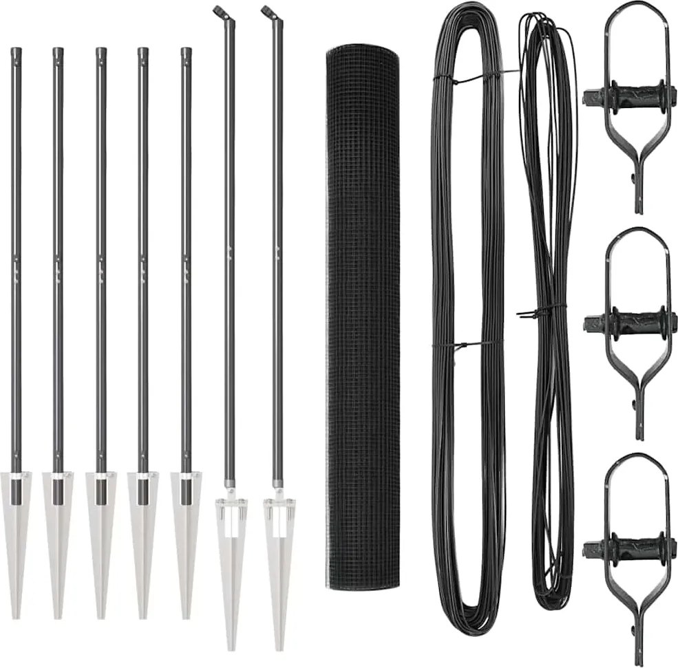 vidaXL Stâlp de gard. Gri 10 x 1,4 m (plasă 19 x 19 mm) Oțel și PVC