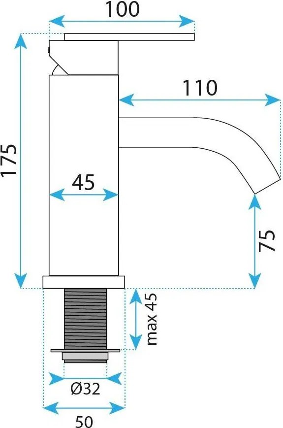 Baterie lavoar Rea Ontario cupru periat