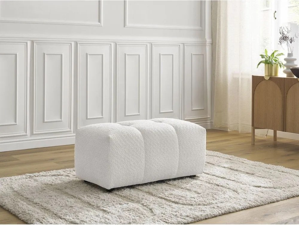 Taburet alb cu tapițerie din țesătură bouclé Roxelane – Bobochic Paris