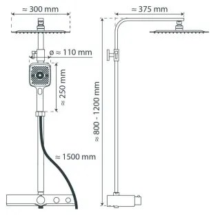 Schütte 60530 - Set de duș OCEAN cu baterie termostatică, crom lucios