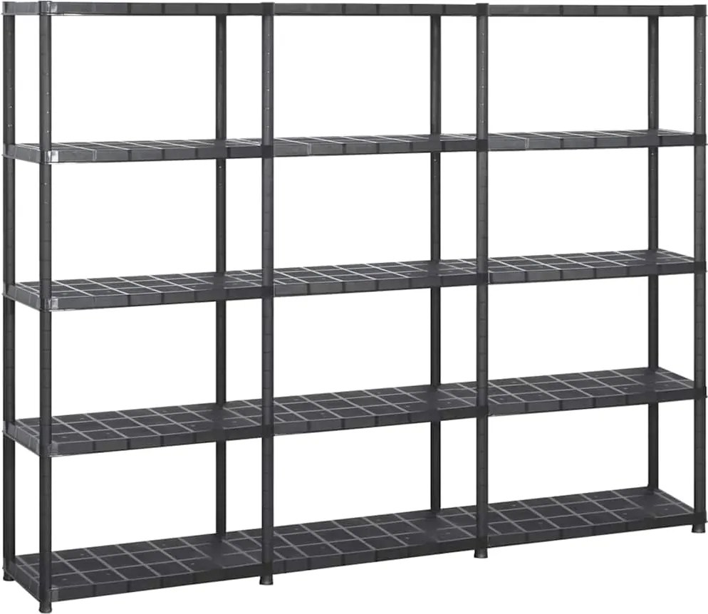 vidaXL Raft de depozitare cu 5 polițe, negru, 213x38x170 cm, plastic
