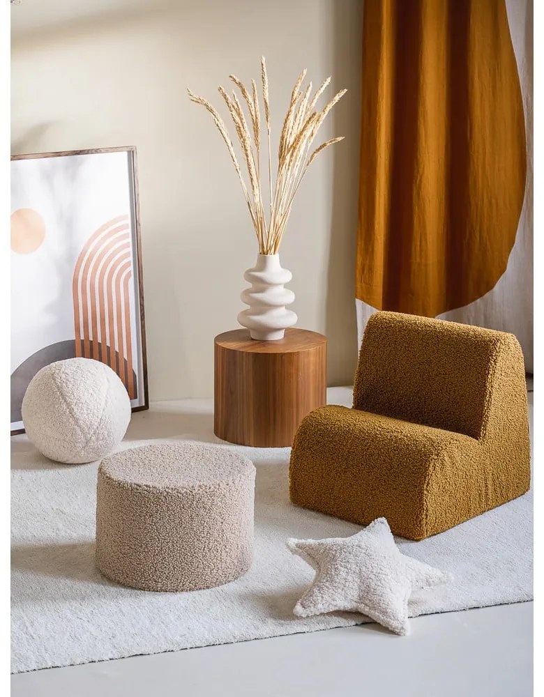 Fotoliu de copii maro cu tapițerie din țesătură bouclé Cloud – Wigiwama