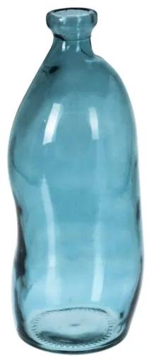 Vaza Tall Serpentine din sticla reciclata, albastru, 13x35 cm