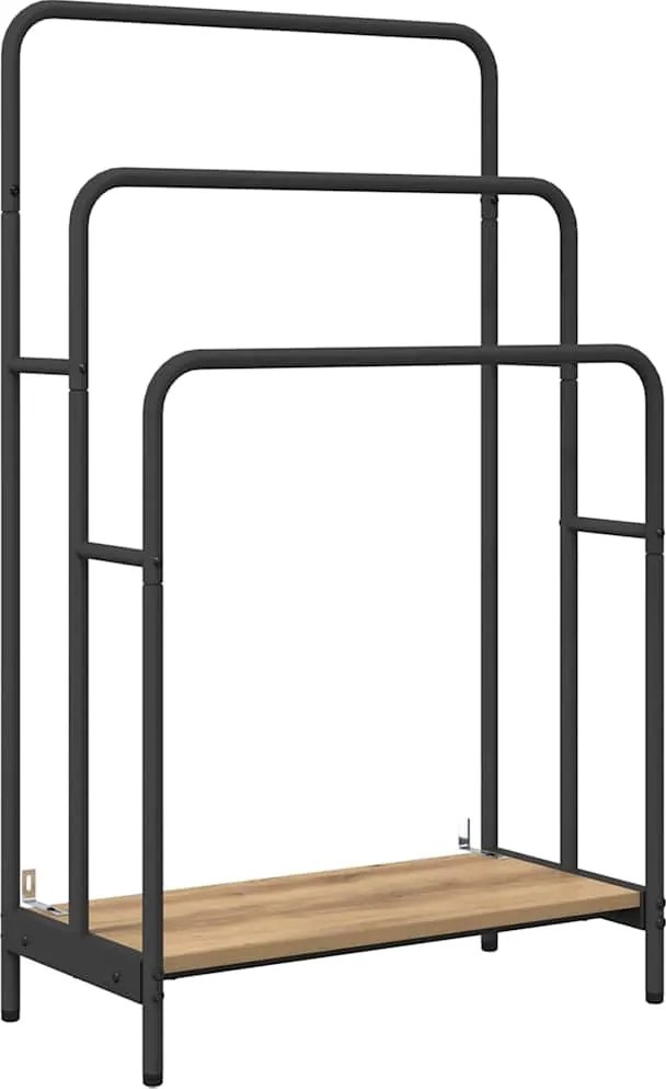 vidaXL Stativ pentru haine cu raft Stejar Artizanal 60 x 30 x 100,5 cm