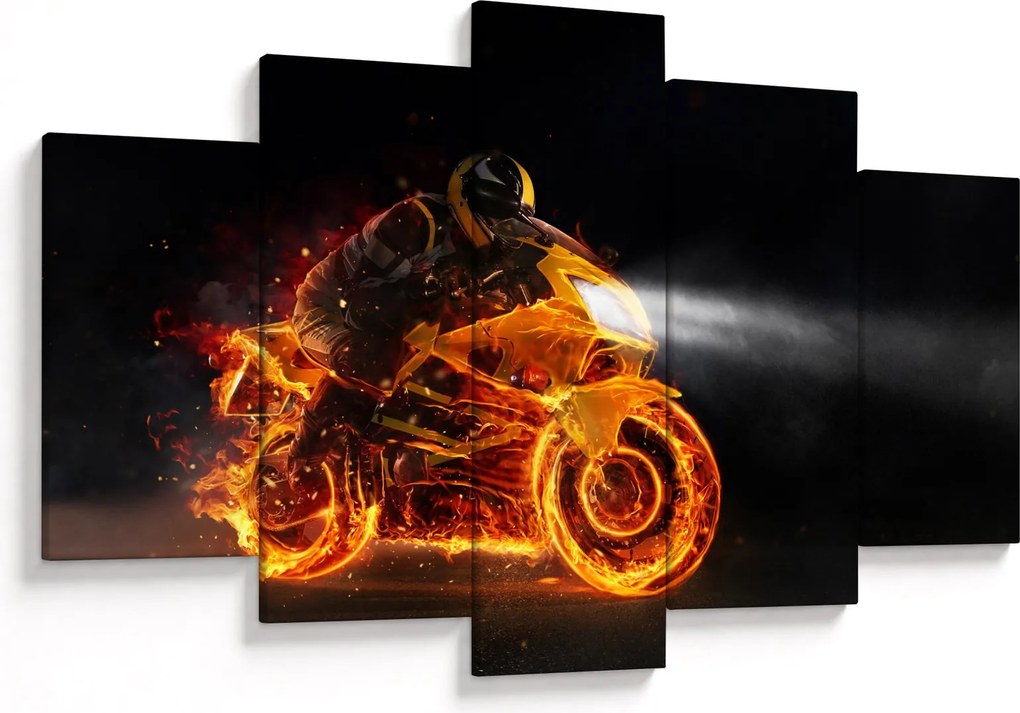 Tablou - Motociclist cu flăcări (150x105 cm)