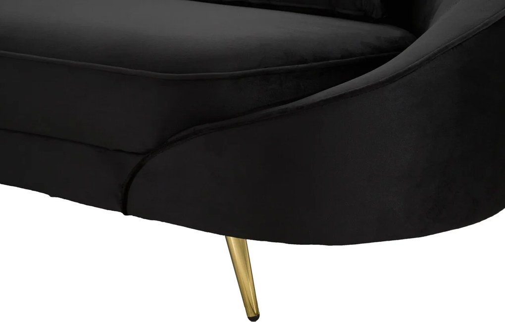 Canapea 3 locuri Oslo, Mauro Ferretti, 185 x 84 x 68 cm, lemn de eucalipt/poliester, negru/auriu