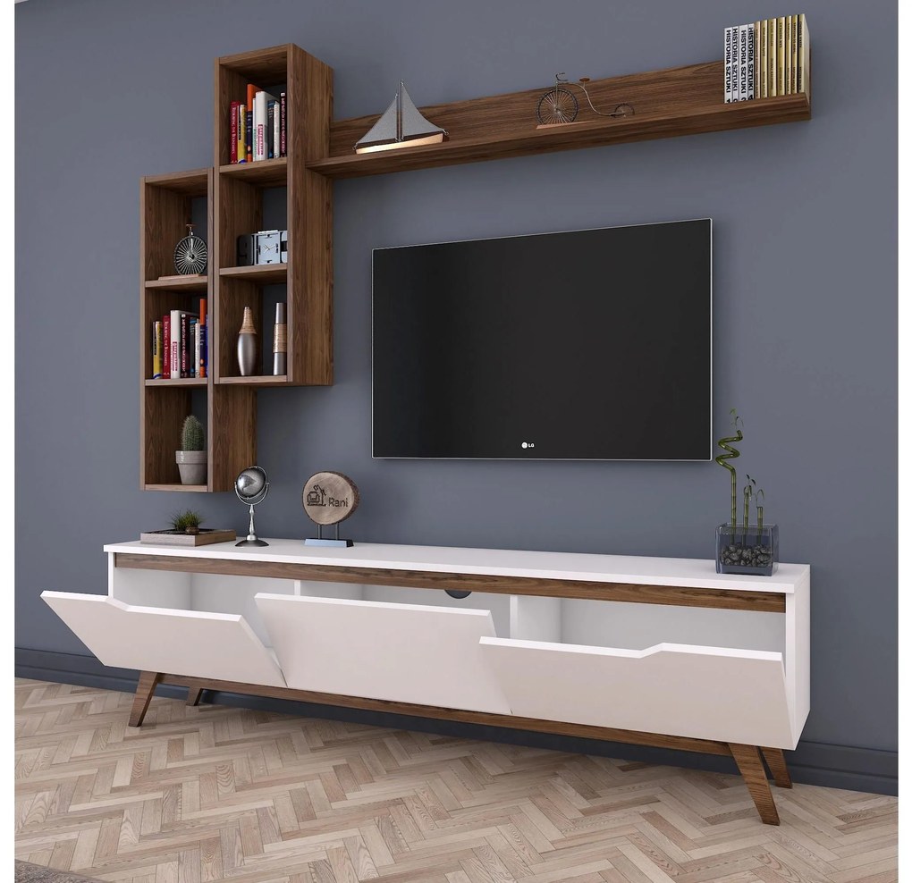 Mobilier living Mitevu 10 (alb + Nuc) . 1095672