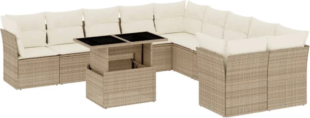 vidaXL Set canapele de grădină cu perne, 11 piese, bej, poliratan