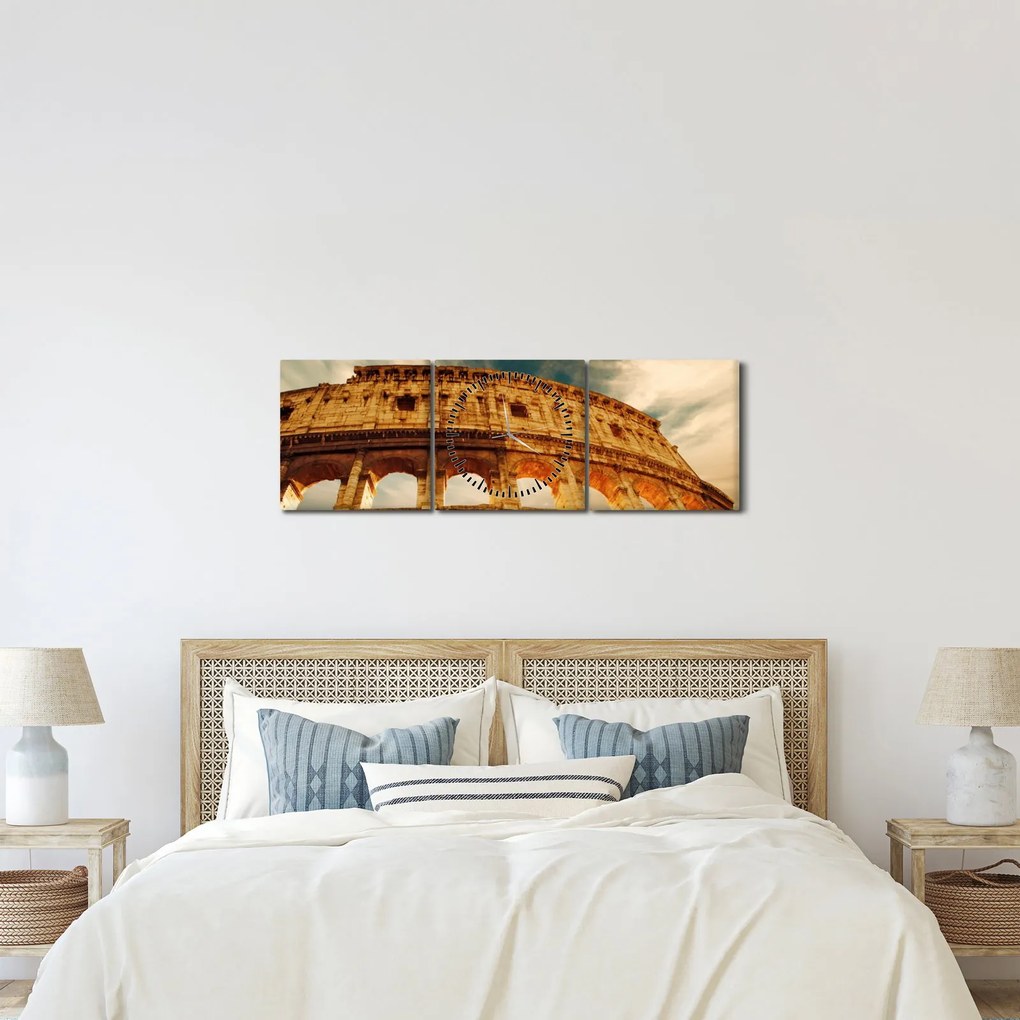 Tablou - Colosseum roman (cu ceas) (90x30 cm)