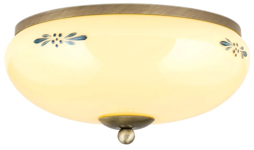 Plafoniera clasica Landhaus 28cm alama antique/ sticla champagne decor albastru
