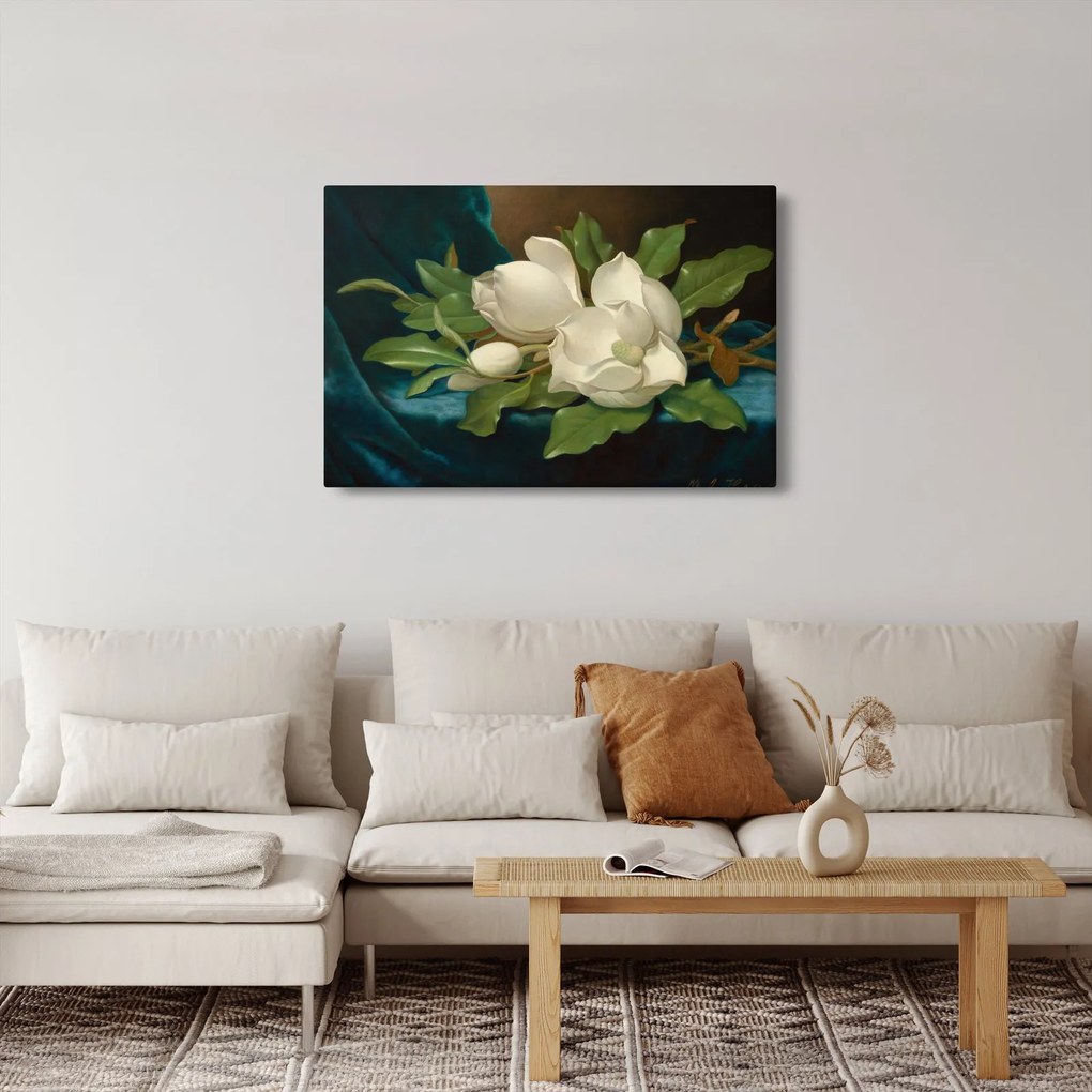 Tablou - Martin Johnson Heade, Giant Magnolias on a Blue Velvet Cloth, reproducere (90x60 cm)