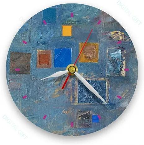 Ceas de perete - Abstract, ritm pe albastru 21 cm, lemn