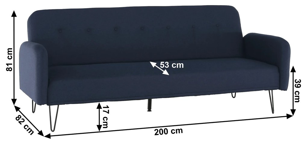 Canapea extensibilă, albastru închis, PULSA