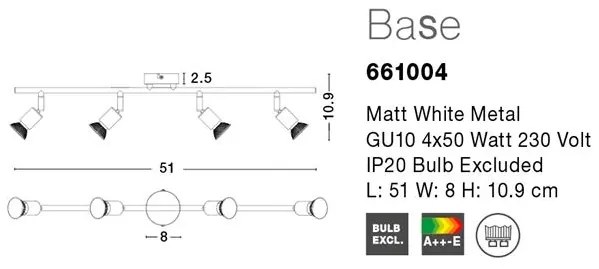 Plafoniera moderna cu spoturi Base alba 4L NVL-661004