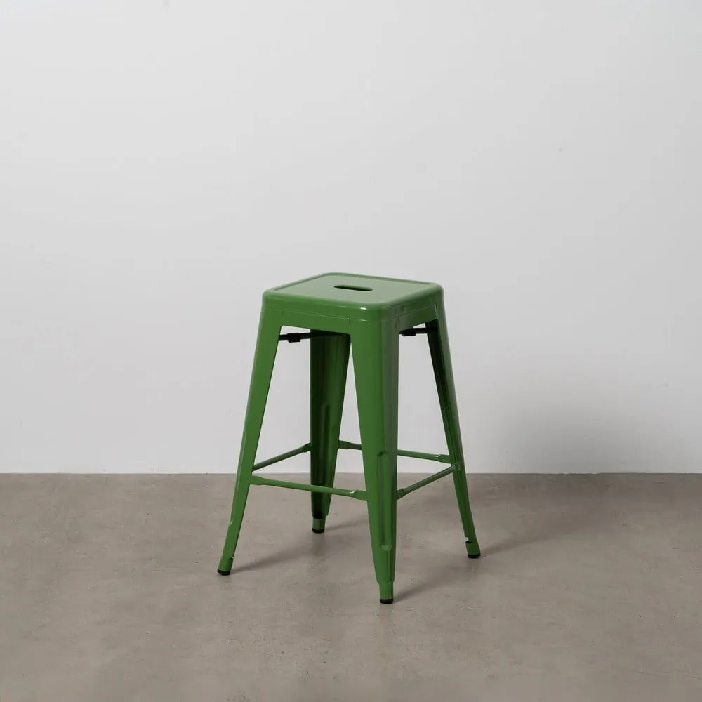 Set de scaune de bar verde 2 buc. din metal (înălțime șezut 61 cm) – Ixia