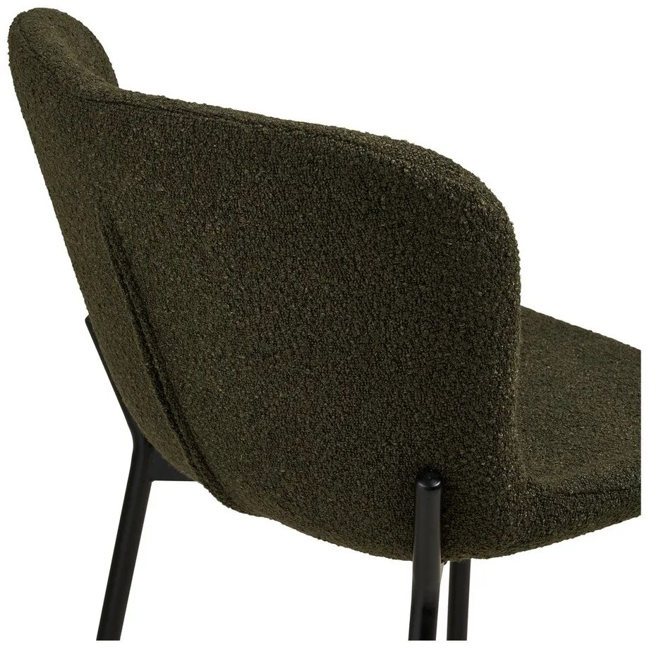 Scaun de bar verde închis tapițat (înălțime șezut 65 cm) Maceda – House Nordic
