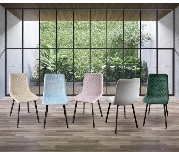 PAZZO DESIGN Set de 4 scaune Arianna din catifea verde cu picioare metalice | Aosom Romania