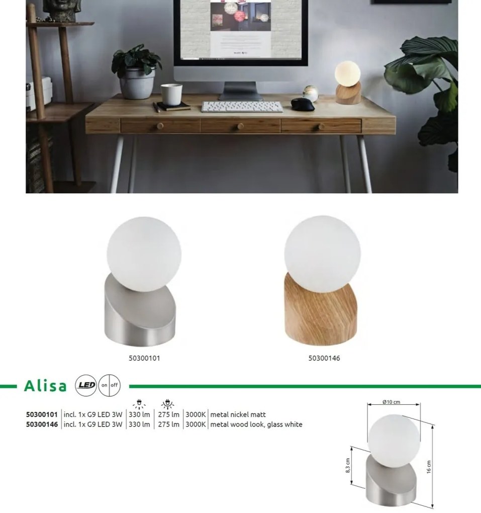 Veioza de masa metal aspect lemn ALISA