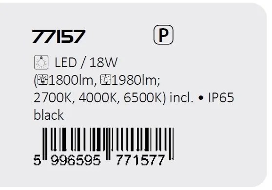 Aplica LED iluminat exterior ambiental, Protectie IP65 Urfa II negru