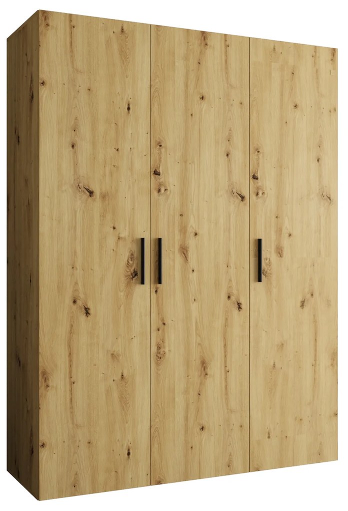 Dulap de haine 150 cm Borry 1 (Stejar artisan + Negru). 1125756