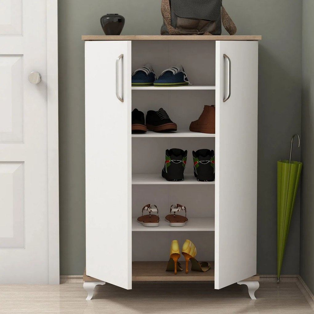 Comodă pentru pantofi Asta - Walnut, White