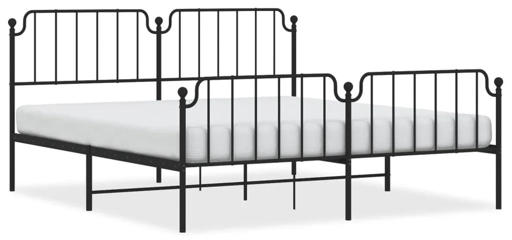 373909 vidaXL Cadru pat metalic cu tăblie de cap/picioare , negru, 180x200 cm