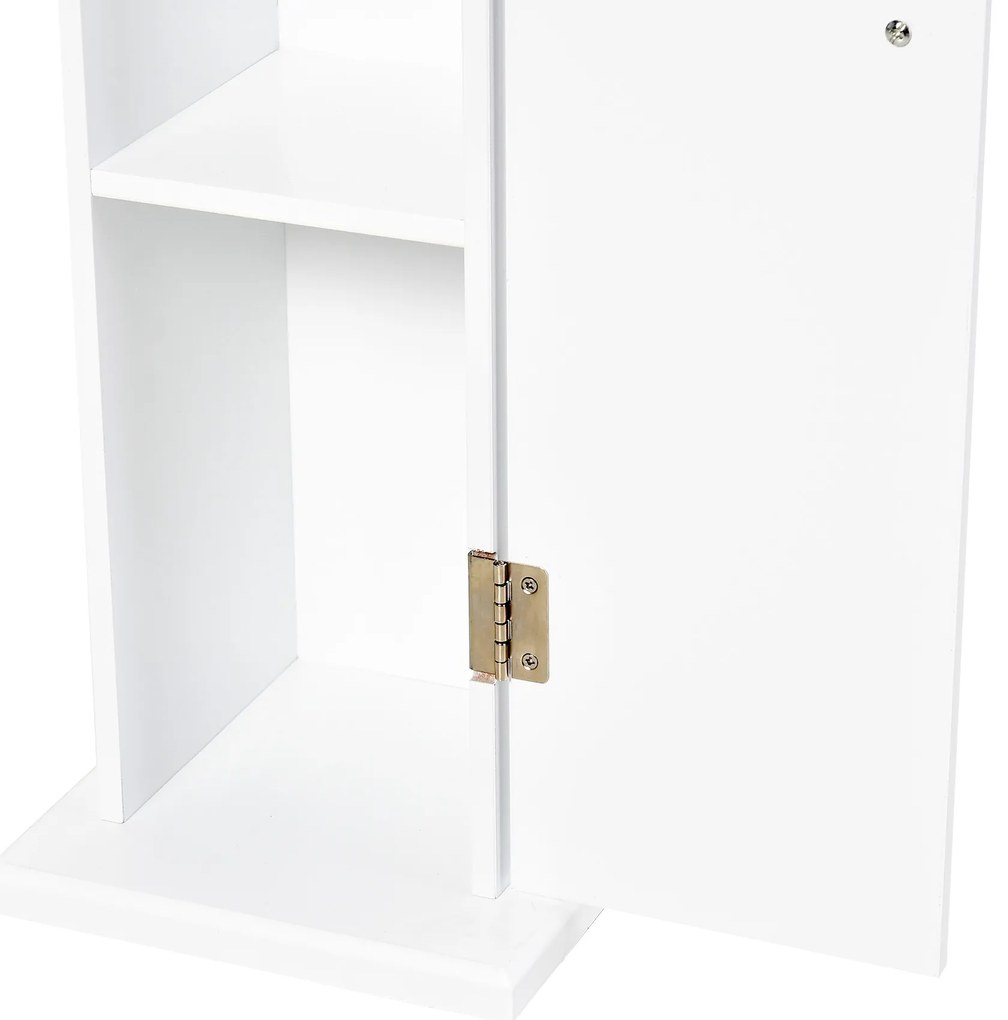 HOMCOM Mobilier de Baño Estrecho cu Orificiu pentru Hârtie Igienică și Rafturi Stil Modern 19,5x19,5x65 cm Alb | Aosom Romania