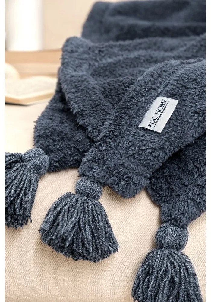 Cuvertură gri antracit din micropluș pentru pat dublu 200x220 cm Puffy – Mijolnir