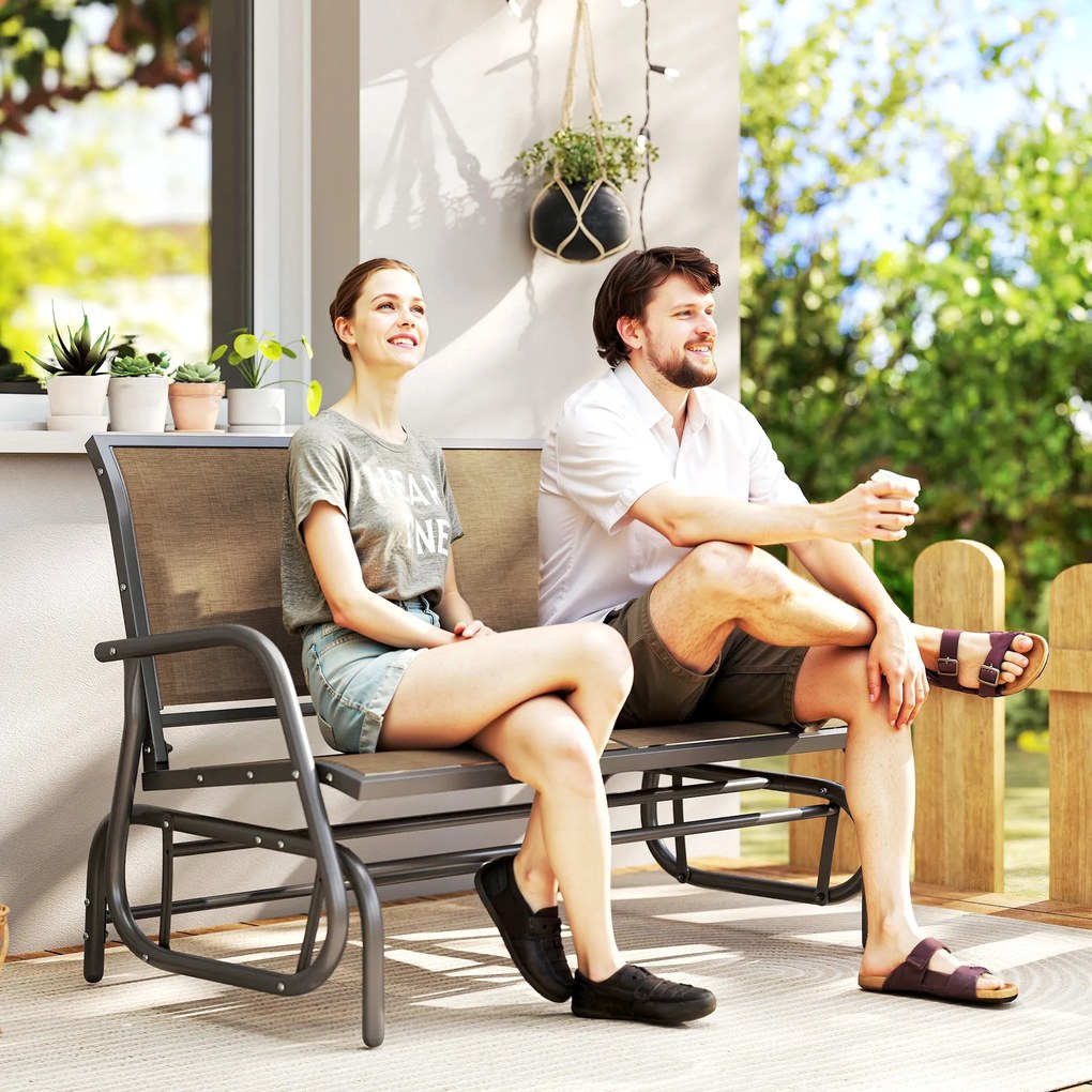 Outsunny Banca Tip Leagan 2 Locuri din Metal, Negru, 123x70x87 cm | Aosom Romania