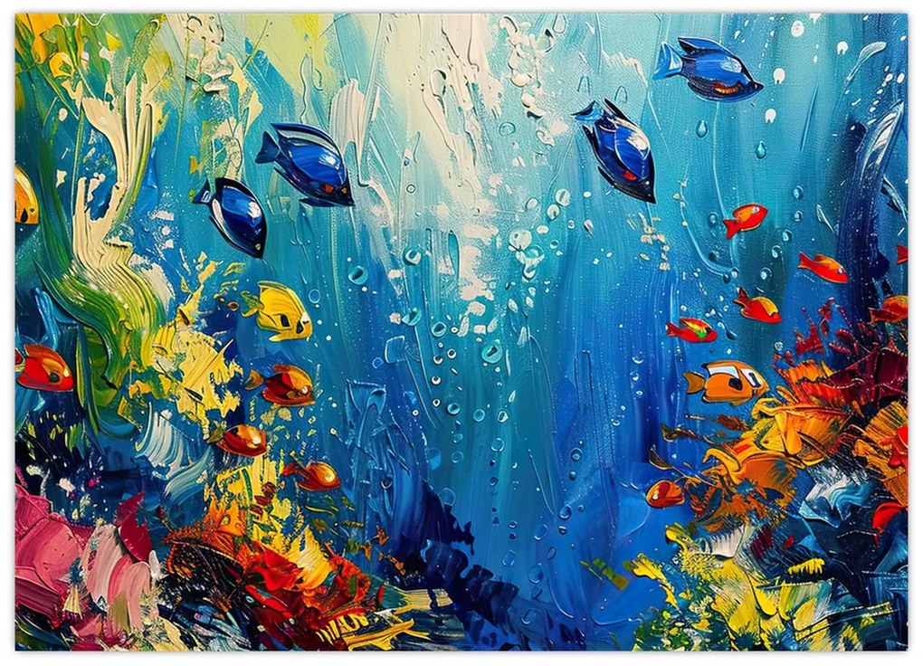 Tablou pe sticlă - Pictura lumii subacvatice (70x50 cm)