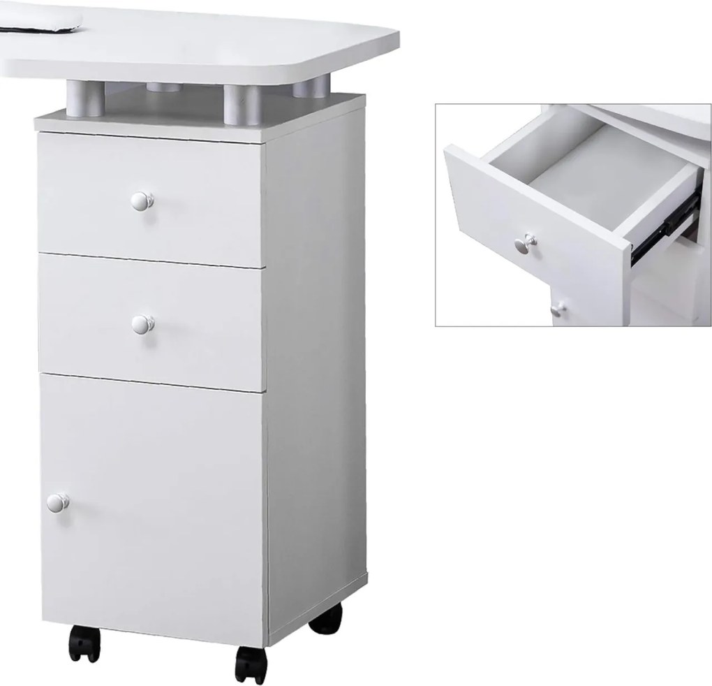 MANIA204 - Masuta manichiura, 118 cm, cu pernita, masa cosmetica - Alba