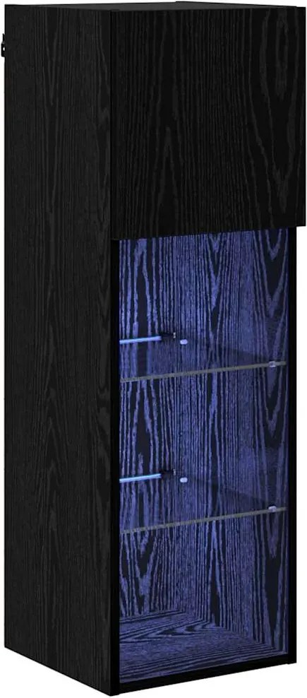 vidaXL Sistem de TV montat pe perete Stejar Negru 30,5 x 30 x 90 cm