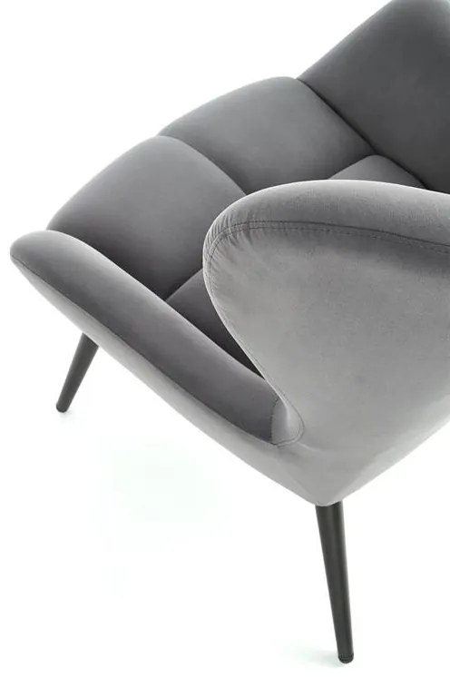 Fotoliu Tyrion velvet gri H91 cm