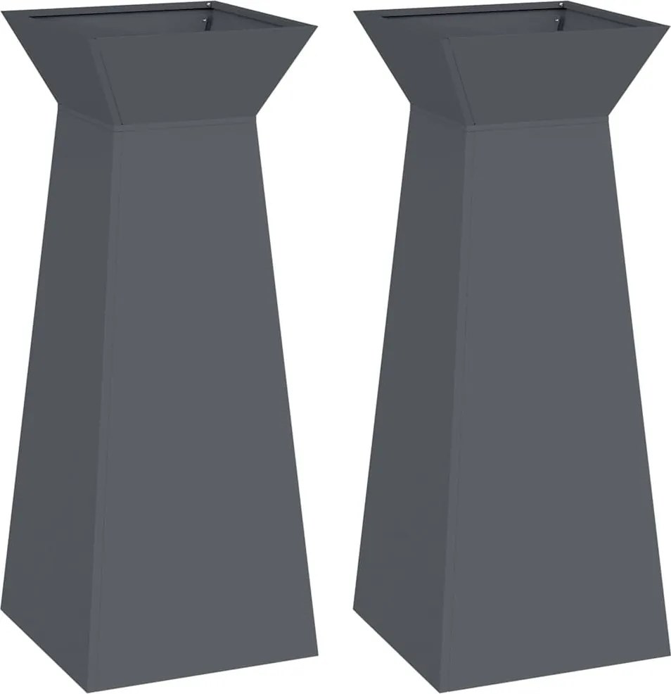 vidaXL Vază pe pilon 2 pcs Antracit 40 x 40 x 100 cm
