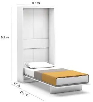 Pat rabatabil single cu somiera inclusa - Diva Happy (Happy Bed) - (90X190) - Alb Mat