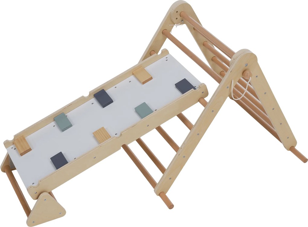 Montessori Triunghiul Pikler 3în1, natural/mix de culori, OPRIN
