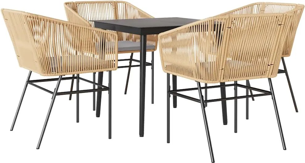 vidaXL Set mobilier de grădină cu perne 5 piese maro sticlă polirattan