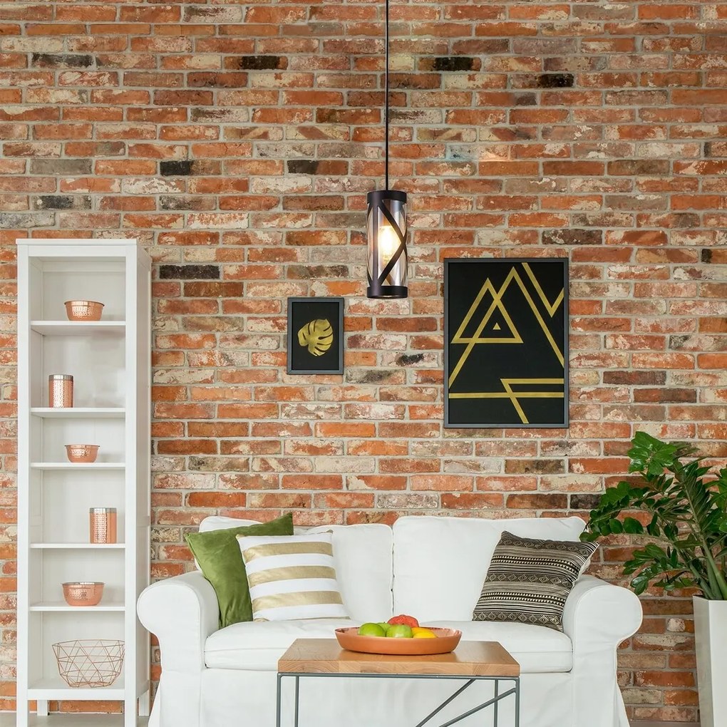 Pendul design industrial metalic galben de chihlimbar OBERON 5338 RX