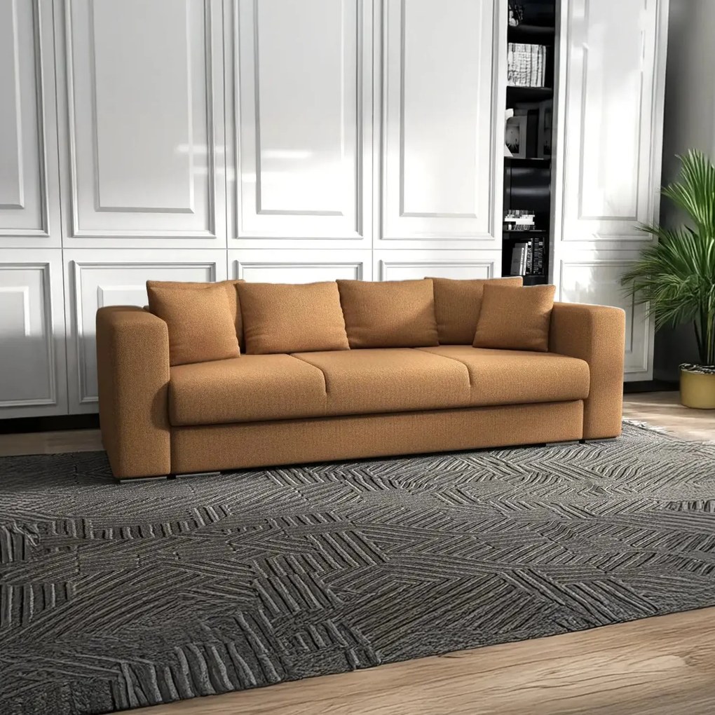 Canapea extensibilă dumonde cu ladă de depozitare si sezut confortabil din spuma high-density, Gloria Enjoy Mango 240x100 cm