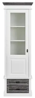 Vitrina Cabana, Alb & Antracite, Stanga, 67,5 x 38 x 200 Cm