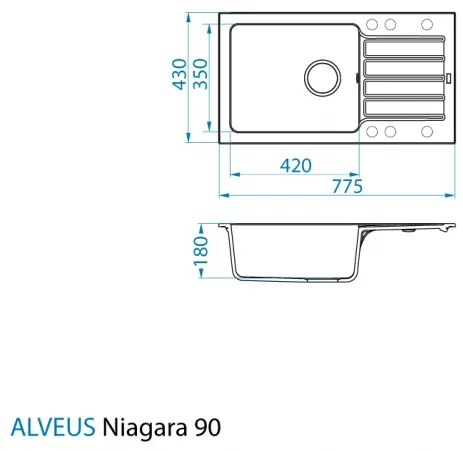 Chiuveta bucatarie compozit, negru, reversibila Alveus Niagara 90 Negru
