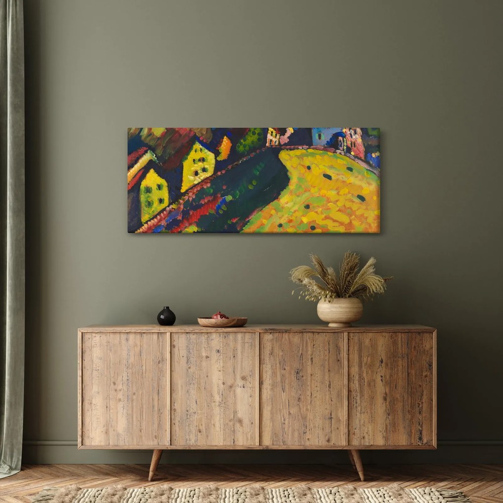 Tablou - Vasily Kandinsky, Houses at Murnau, reproducere (120x50 cm)